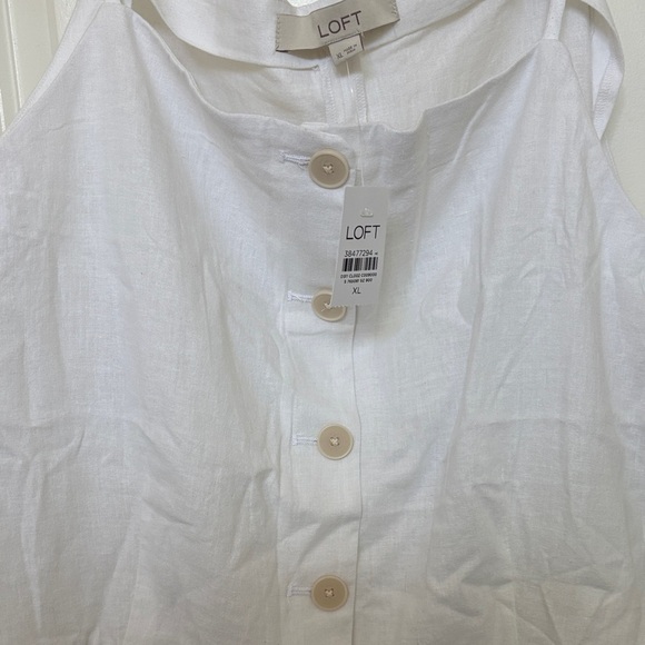LOFT White Linen Button-Front Tank Top - Picture 4 of 7